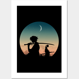 Samurais under the moon Posters and Art